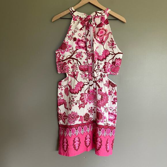 CARA CARA Savannah Cutout Floral-print Linen Mini Dress In Pink Size Medium - Picture 11 of 16